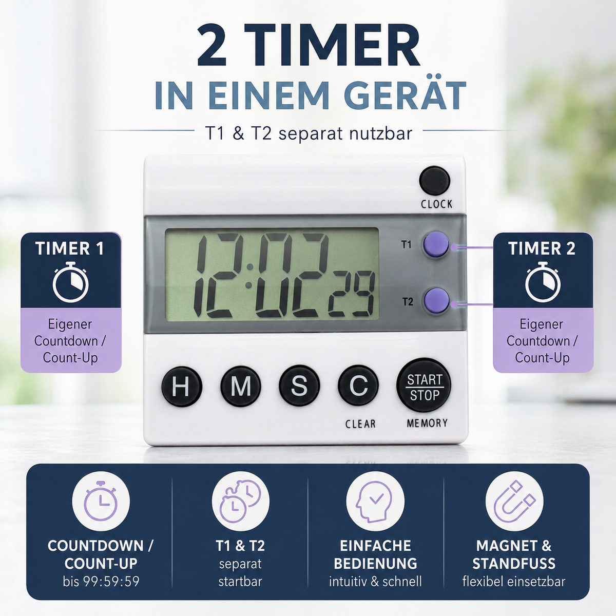 Eurotime Digitaltimer TR 118 - 11118-00, Weiß