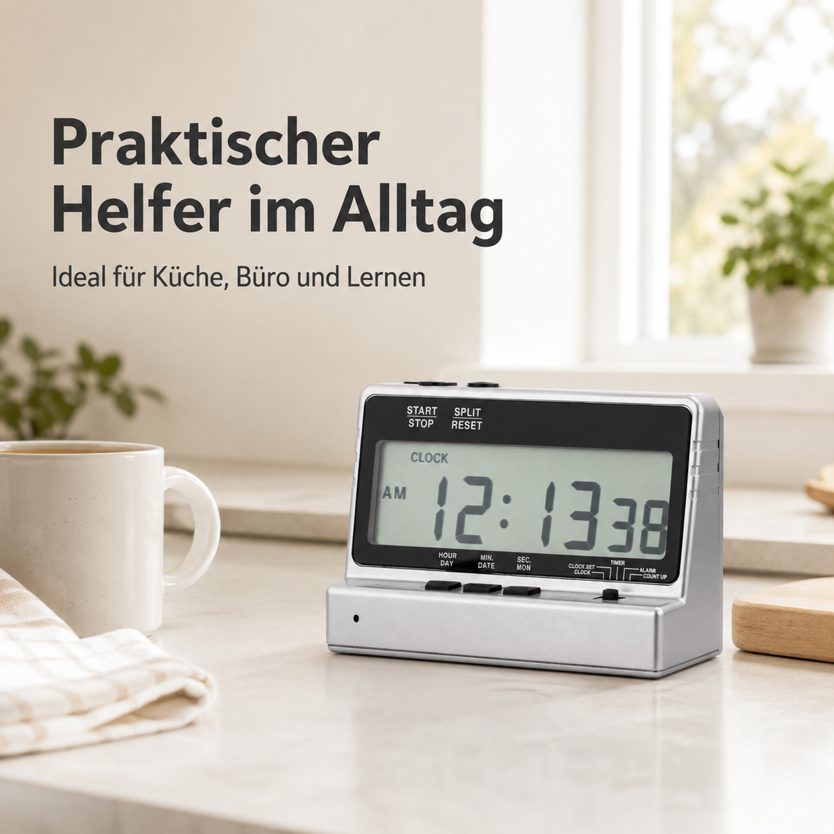 Eurotime Stoppuhr digital 15010, Silber