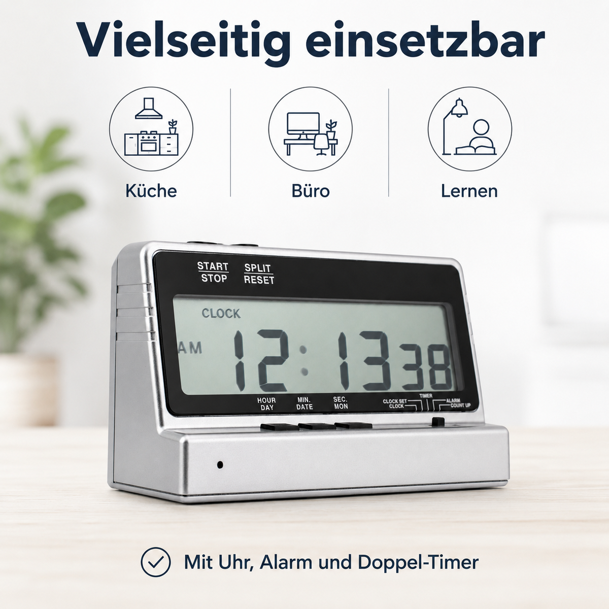 Eurotime Stoppuhr digital 15010, Silber