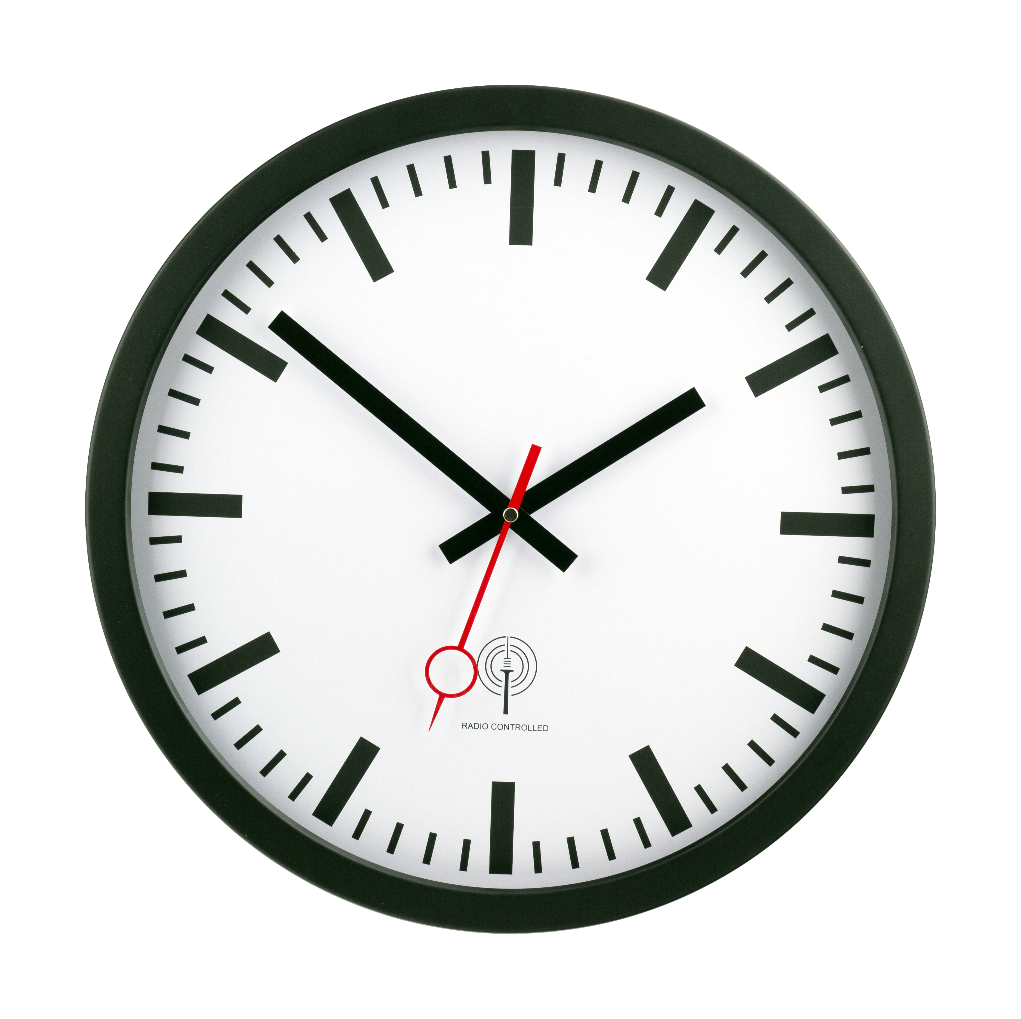 Funkwanduhr im Bahnhofsdesign, 40 cm, Metall und Echtglas – 56861