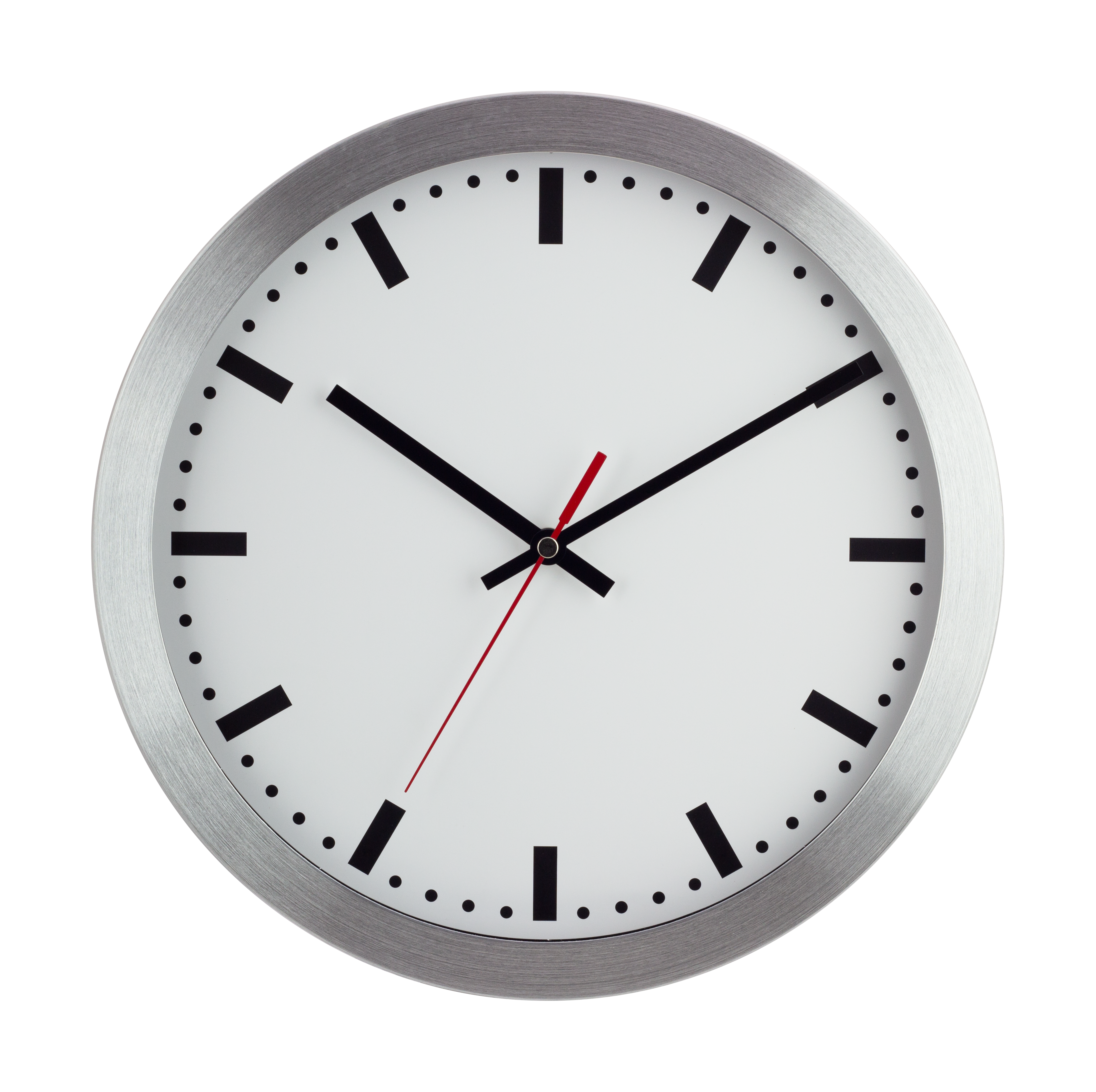 Funkwanduhr im Bahnhofsdesign, 30 cm, Aluminium und Echtglas – 59001