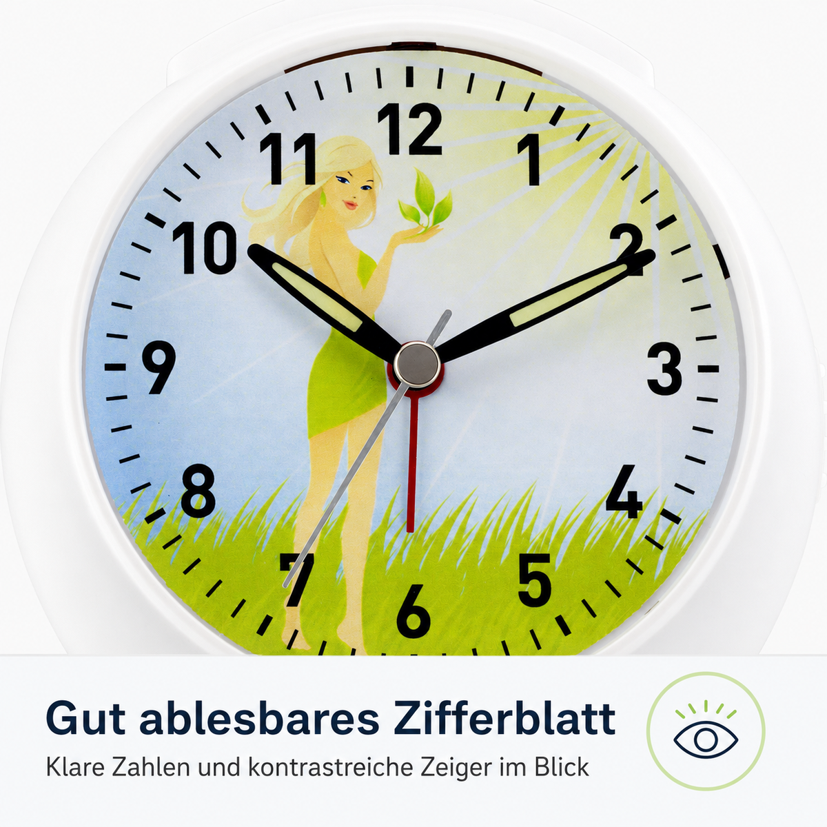 Kinder-Quarzwecker mit Feenmotiv, schleichender Sekunde, Licht & Snooze – 20122
