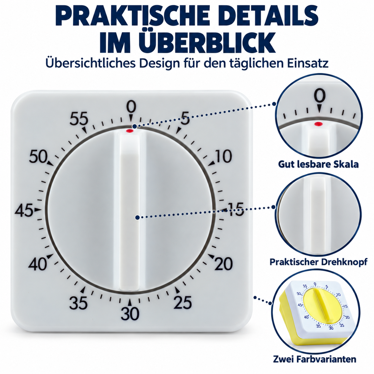 Eurotime Kurzzeitmesser 13600, Weiß/Gelb