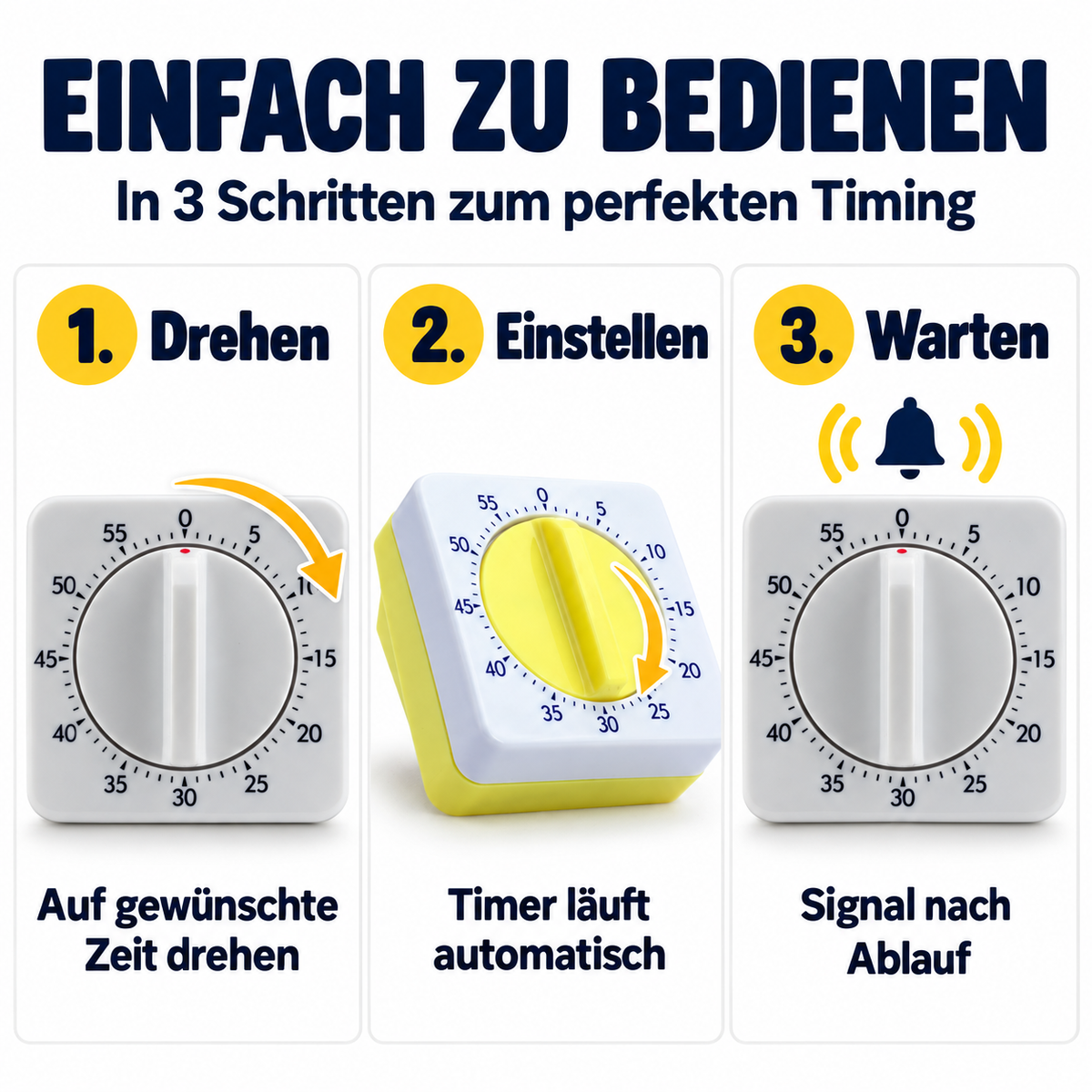 Eurotime Kurzzeitmesser 13600, Weiß/Gelb