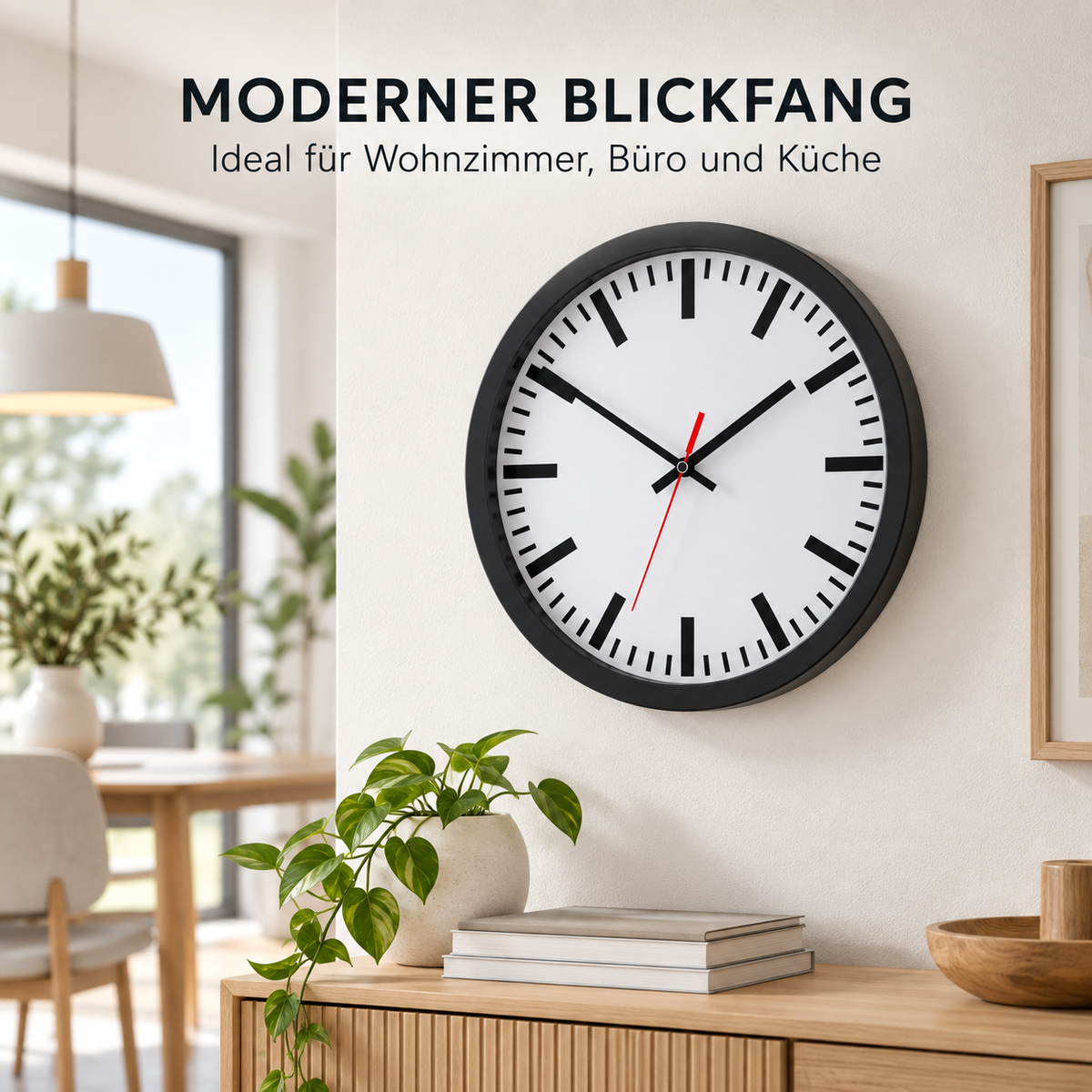 Funkwanduhr im Bahnhofsdesign, 30 cm, Kunststoff und Echtglas – 53830