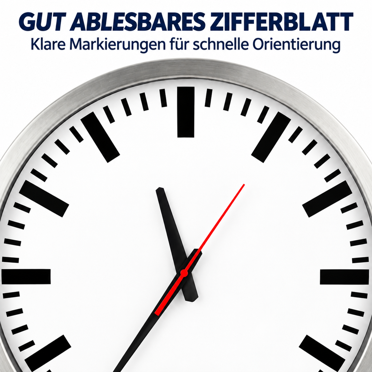 Funkwanduhr im Bahnhofsdesign, 50 cm, Aluminium und Echtglas – 56864
