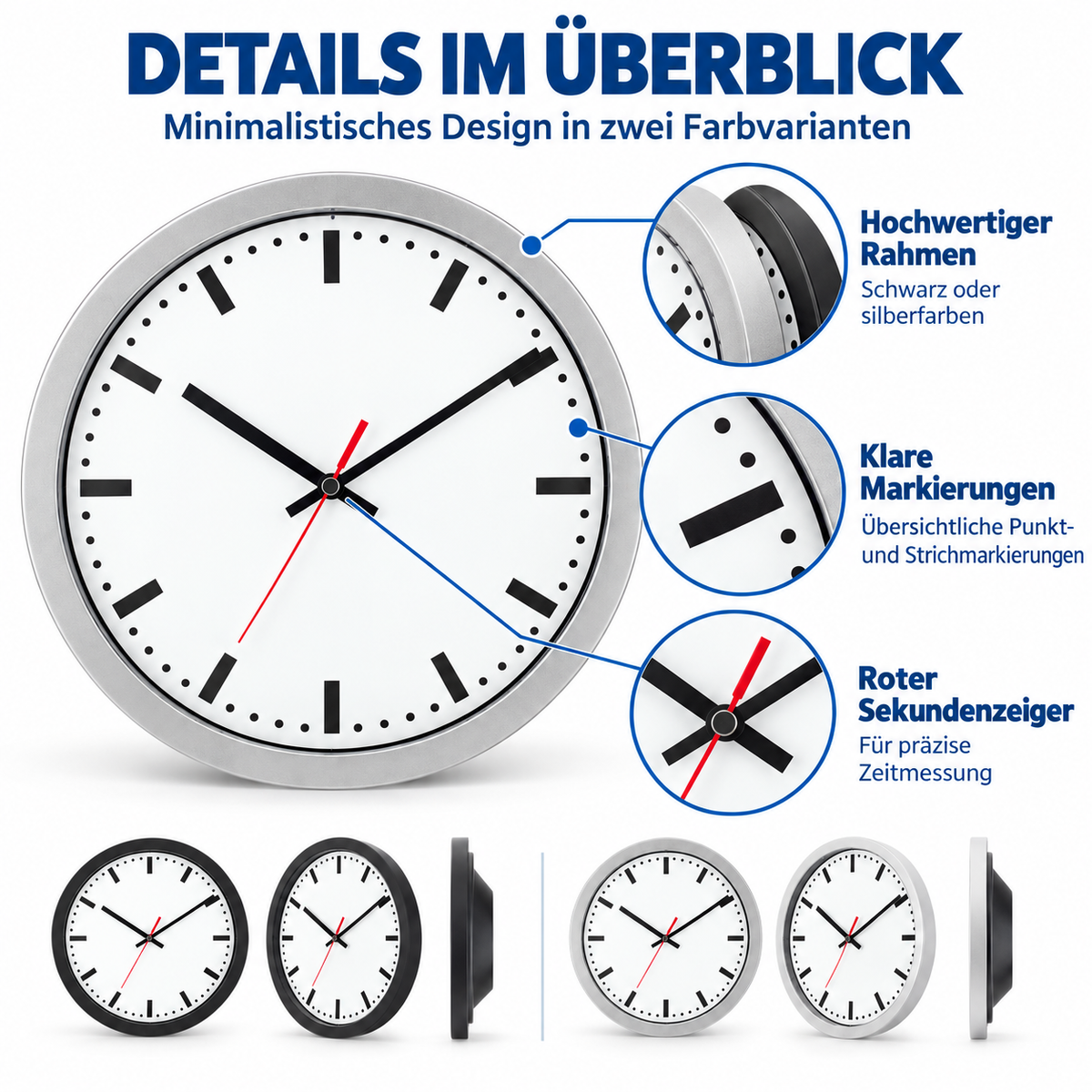 Funkwanduhr im Bahnhofsdesign, 30 cm, Kunststoff und Echtglas – 53001