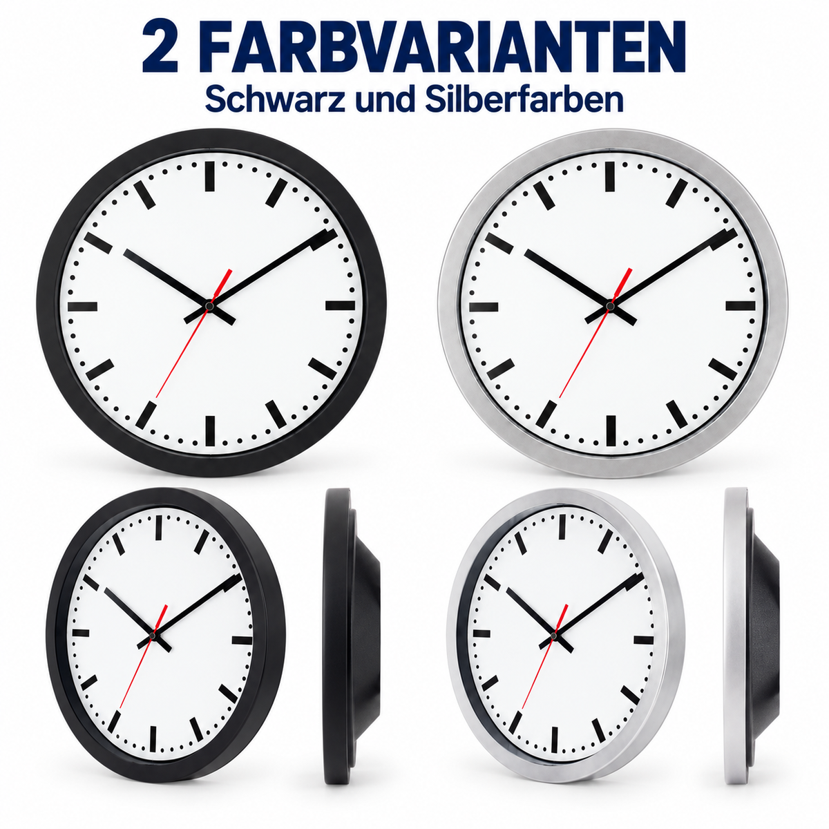 Funkwanduhr im Bahnhofsdesign, 30 cm, Kunststoff und Echtglas – 53001