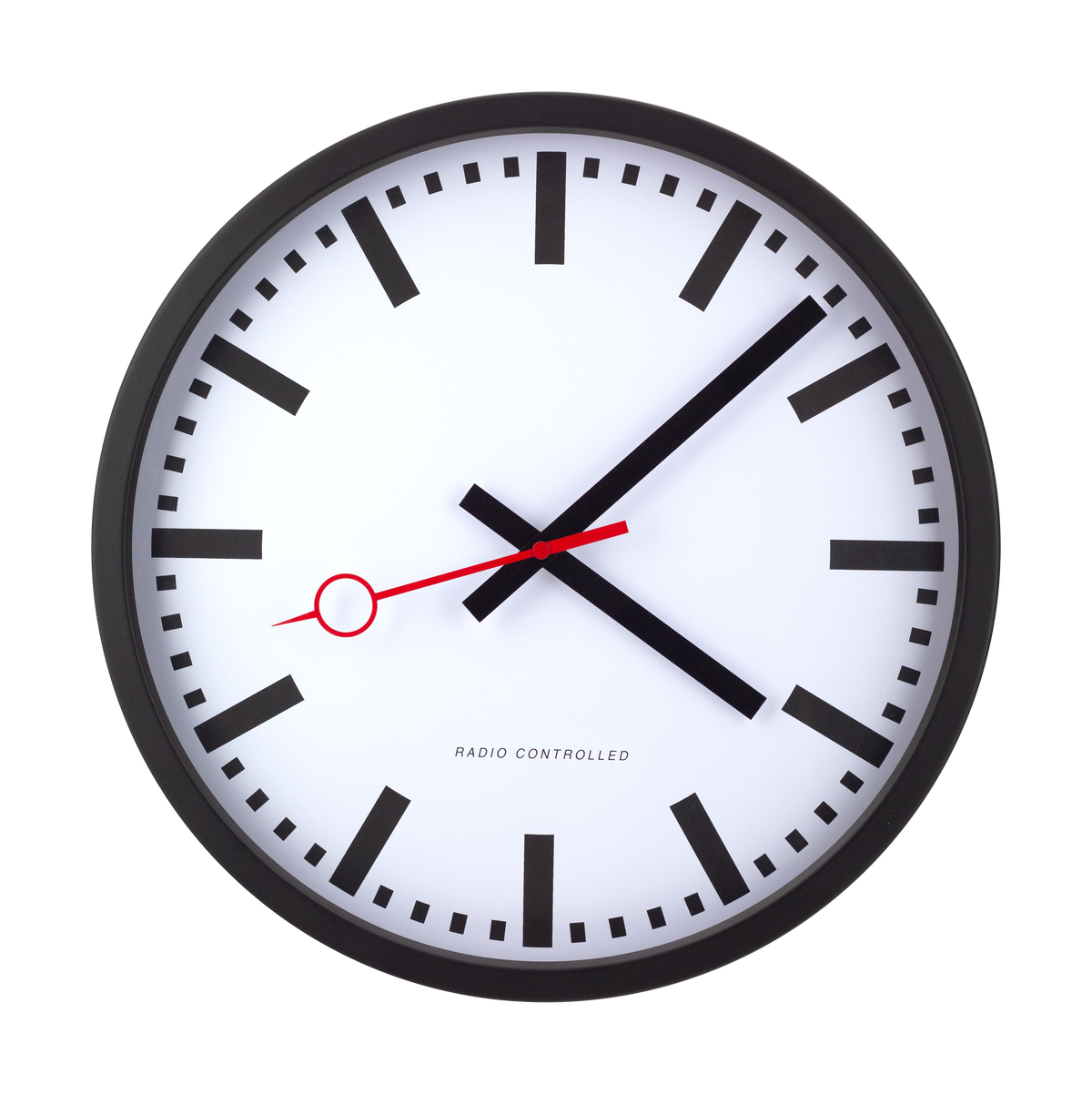 Funkwanduhr im Bahnhofsdesign, 35 cm, Metall und Echtglas - 59530