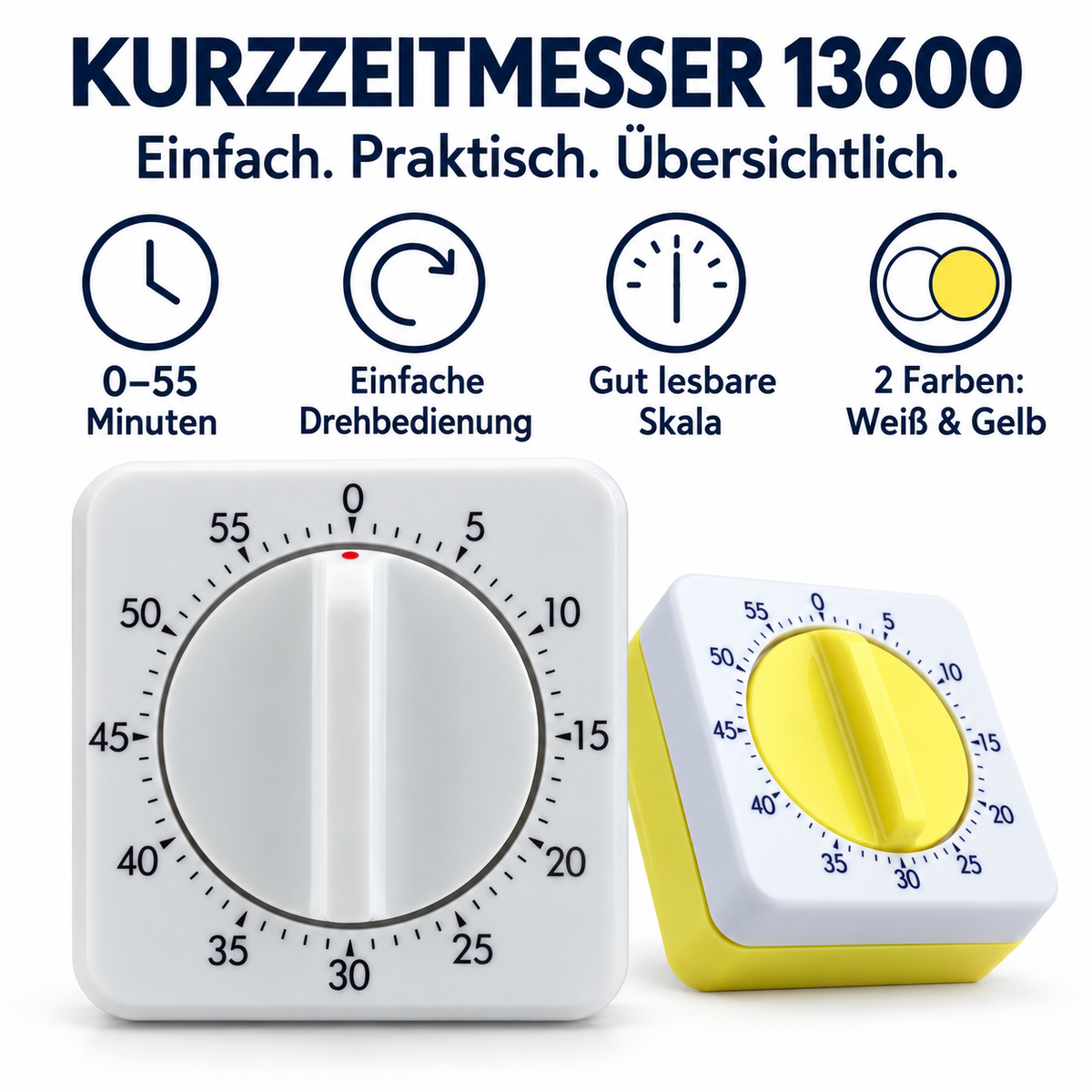 Eurotime Kurzzeitmesser 13600, Weiß/Gelb
