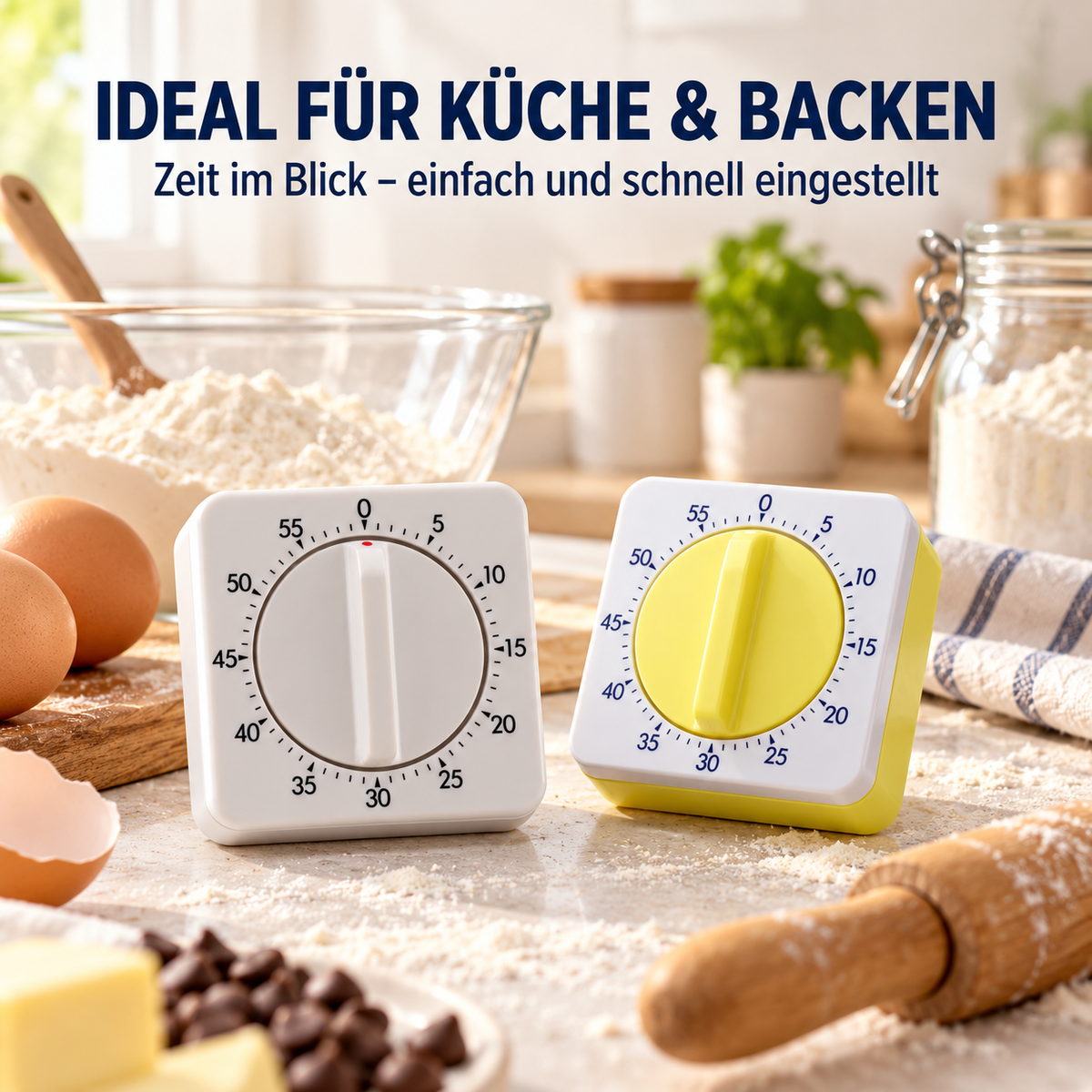 Eurotime Kurzzeitmesser 13600, Weiß/Gelb