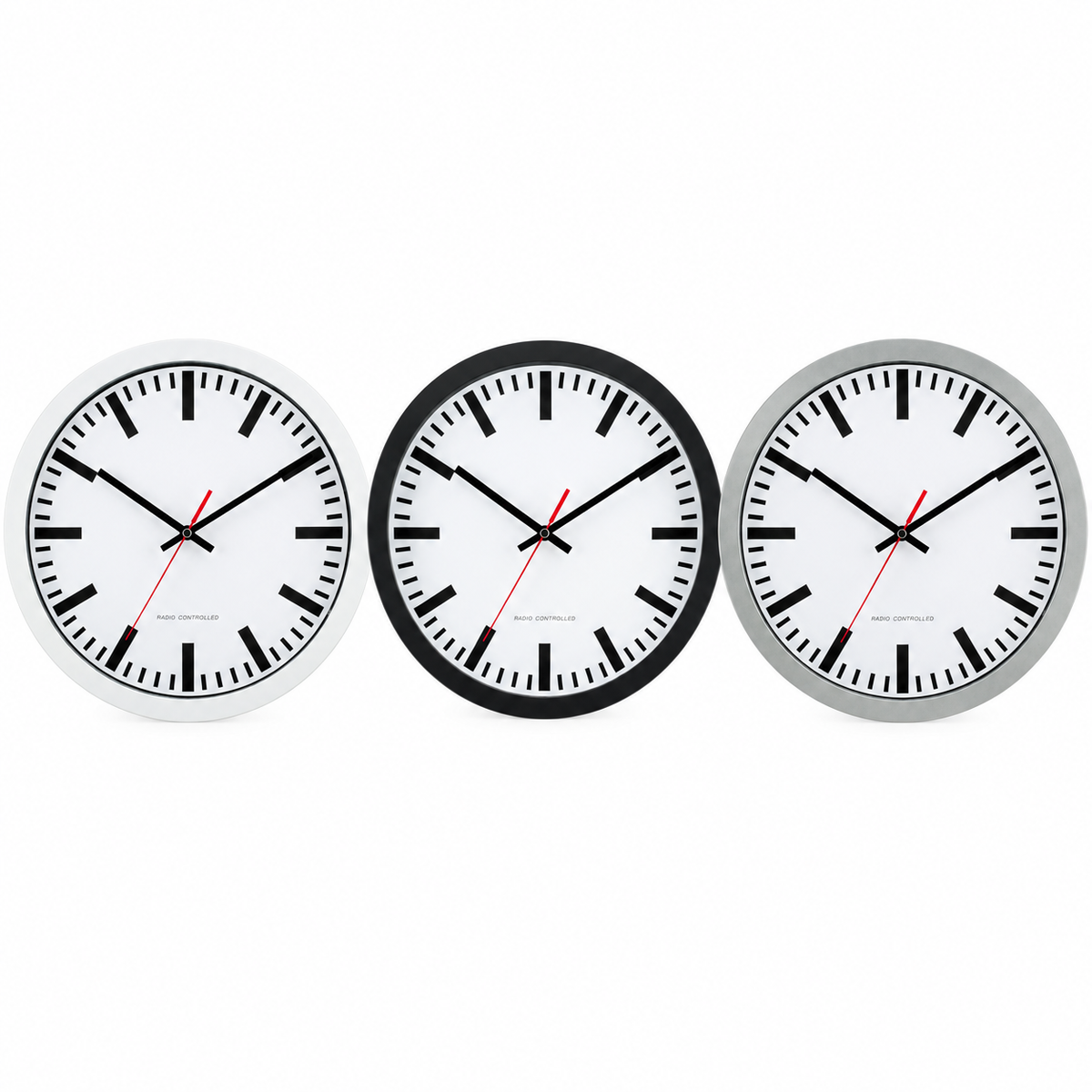 Funkwanduhr im Bahnhofsdesign, 30 cm, Kunststoff und Echtglas – 53830