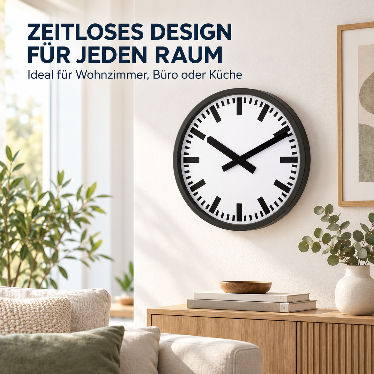 Funkwanduhr im Bahnhofsdesign, 35 cm, Metall und Echtglas – 59540