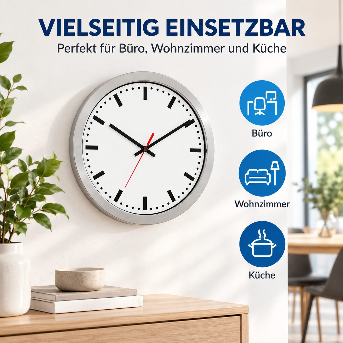 Funkwanduhr im Bahnhofsdesign, 30 cm, Kunststoff und Echtglas – 53001