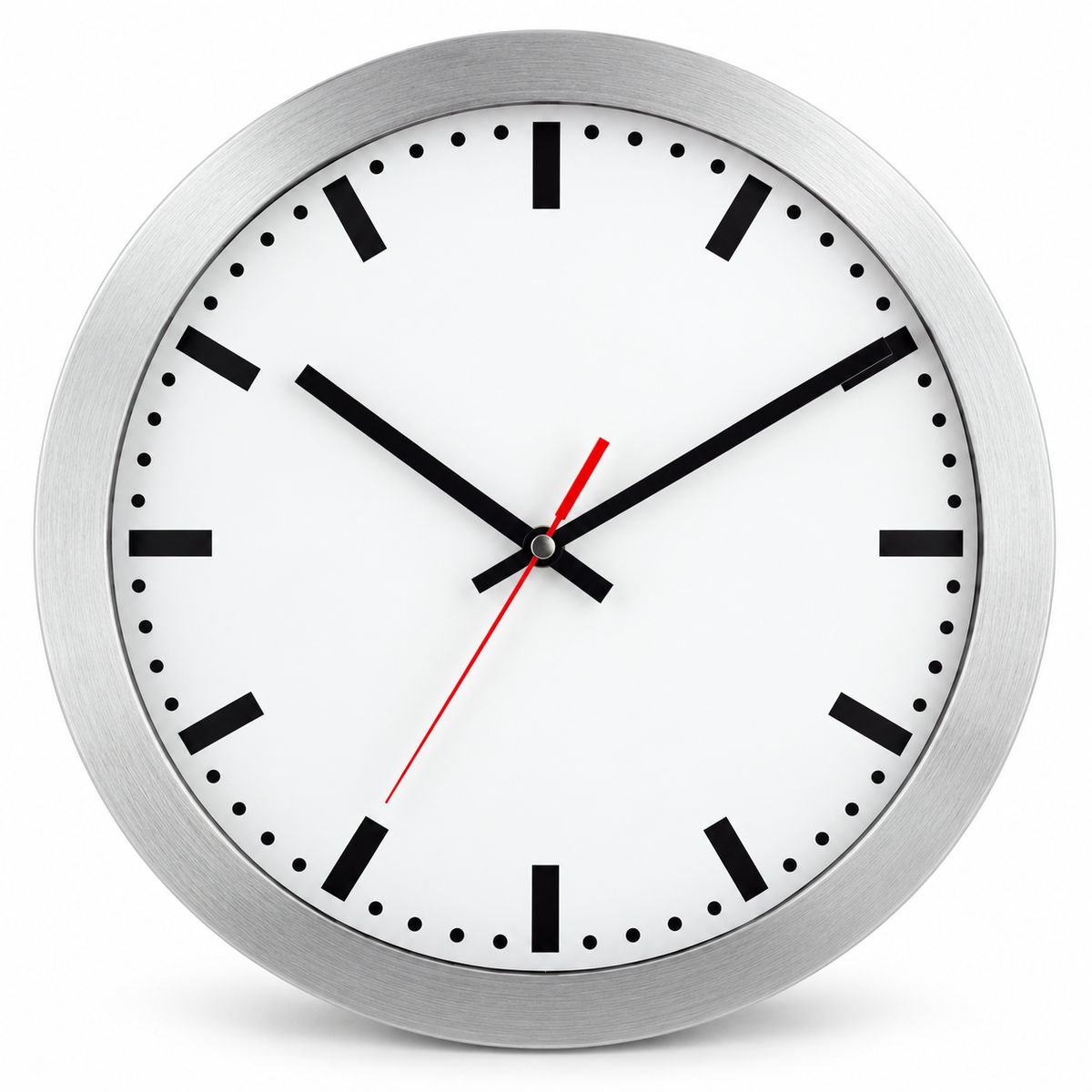 Funkwanduhr im Bahnhofsdesign, 30 cm, Aluminium und Echtglas – 59001