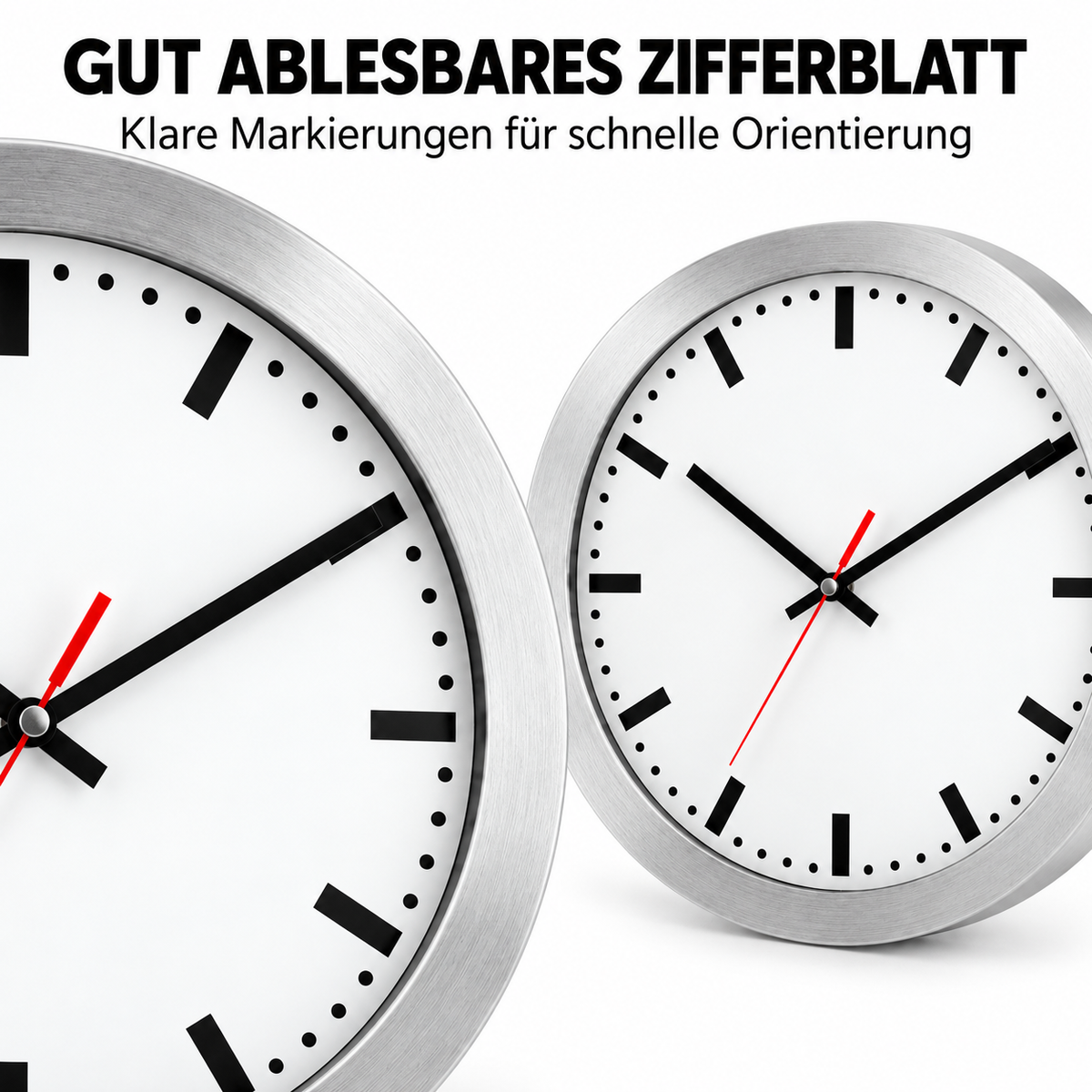 Funkwanduhr im Bahnhofsdesign, 30 cm, Aluminium und Echtglas – 59001